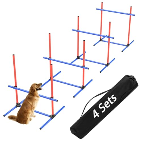 4Set Dog Agility Jumps Hurdle Course Training Equipment for Dogs, Indoor Outdoor Backyard Exercise Equipment
