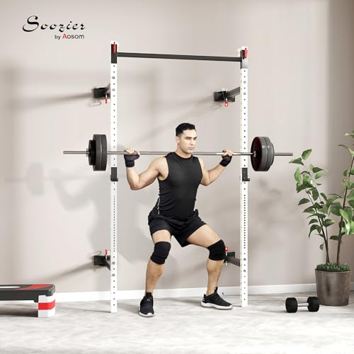 Soozier Adjustable Weight Bench with Dumbbell Rack Wooden Gym - color: White
