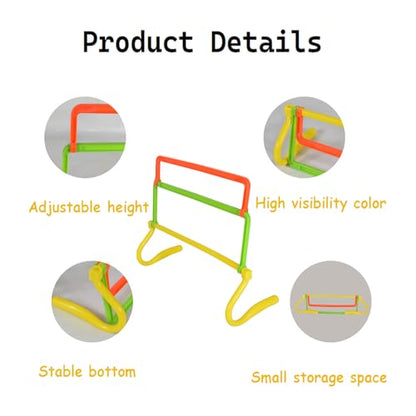 TNZMART Agility Hurdles, Adjustable Training Hurdles with 4 Heights and 3 High Visibility Colors for Soccer, Agility and Fitness Training