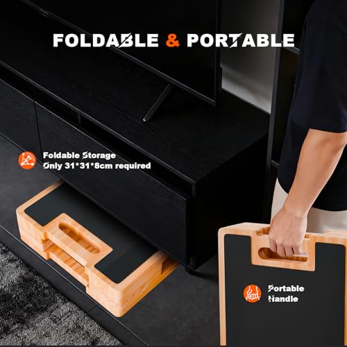 Wooden Fitness Board,180° foldable,resistance band board with honeycomb anti-slip design,natural pine exercise step platform for Band Training, Stretching, and Full-Body Home Gym