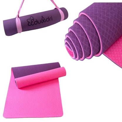 "Premium Extra Thick Yoga Mat With Strap-6mm Non-Slip,Eco-friendly,High-Density TPE,Ideal For Home,Gym, Perfect Exercise Mat for Pilates & Studio-72 L*24 W, Available In Rectangular & Arch Shapes"