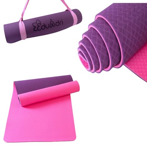 "Premium Extra Thick Yoga Mat With Strap-6mm Non-Slip,Eco-friendly,High-Density TPE,Ideal For Home,Gym, Perfect Exercise Mat for Pilates & Studio-72 L*24 W, Available In Rectangular & Arch Shapes"