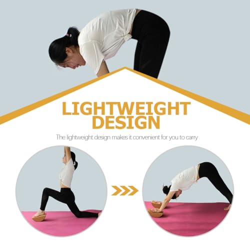Yoga Balance Blocks Set, High Density Cork Half-moon Shape Non-slip Yoga Training Bricks for Core Strength and Stability, Fitness Pilates Exercise Accessories for Balance