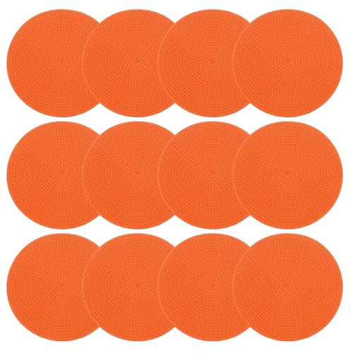 PATIKIL 9 Inch Poly Spot Markers, 12Pcs Non Slip Rubber Floor Dots with Storage Bag Flat Agility Cones for Sports Training Basketball Football