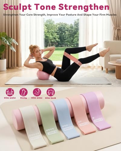 Pilates Kit for Home,24 pcs Workouts Sets for Women 14”Pilates Circles 8" Yoga Ball, Resistance Band for Ankle,Back,Legs,Glutes,Pilates Equipment Ideal for Home Gym & Travel Fitness Essentials