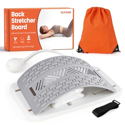 Inflatable Back Stretcher for Lower Back Pain Relief, Adjustable Airbag Lumbar Traction Device,Spine Decompression Support Board with Acupressure Massage&Chair Strap,Posture Corrector for Home Office