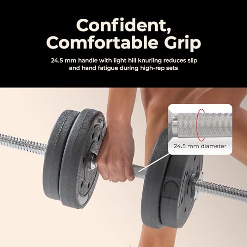 & Fitness Standard Threaded Dumbbell Handle Pairs – 14" and 24" Chrome Options with Star-Lock Collars, Solid Steel, Fits 1" Plates, Knurled Grip - style: 24-Inch Premium