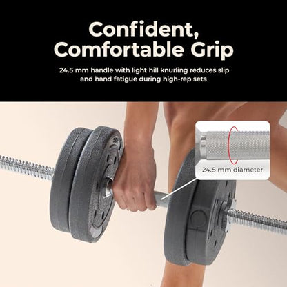& Fitness Standard Threaded Dumbbell Handle Pairs – 14" and 24" Chrome Options with Star-Lock Collars, Solid Steel, Fits 1" Plates, Knurled Grip - style: 24-Inch Premium