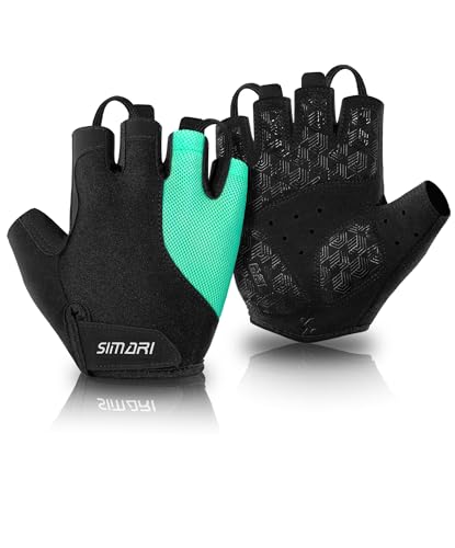 SIMARI Gel Pad Cycling Gloves with Shock-Absorbing/Grip/Breathable, Workout Bike Gloves for Men Women Biking, Mountain Biking, Fitness, Gym Exercise, Weight Lifting Training, Yoga, Pilates - color: 4-Cyan, size: Medium
