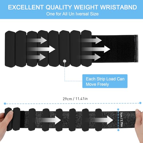 Wrist Weights Set of 2, Wearable Arm & Leg Weights for Women & Men, Adjustable Wrist Ankle Weights for Walking, Yoga, Swimming, Gym, 2lb - color: Black