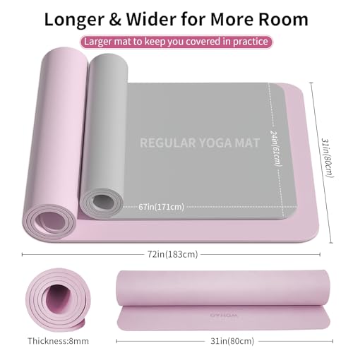 Extra Wide & Thick 8mm Yoga Mat, 72"x31.5" - color: Purple