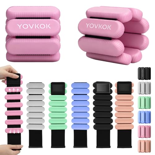 Wrist Weights, Silicone Adjustable Ankle Weights for Women Men - Strengthen Arms and Legs Ideal for for Home Gym Workout, Running, Yoga, Pilates, Barre, Exercise, Strength Training - color: Pink, size: 2 lbs Pair (1lb Each)