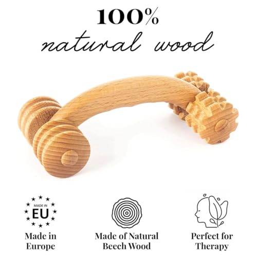 tuuli Accessories Back Massage Muscle Roller Tool Massager for Neck Shoulder Arms Legs Body Wooden 7 x 3 inches
