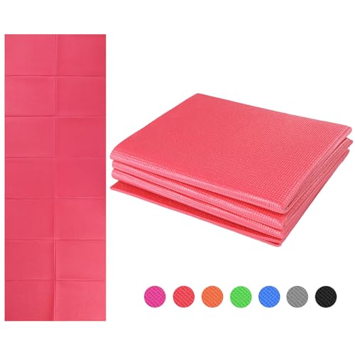 Foldable Yoga Mat Non Slip Exercise Mat 4mm PVC Portable Fitness Workout Mat for Pilates Yoga Floor Exercise Travel Compact Lightweight 68" x 24 "