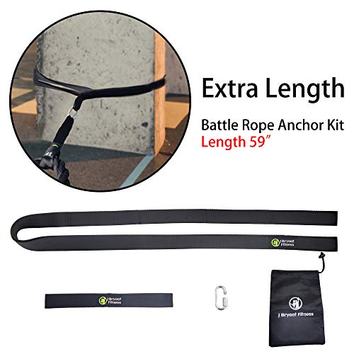 J Bryant Fitness Extra Length Outdoor Battle Rope Anchor Strap Kit Accessories Sport for Rope Easy Setup Home Gym Muscle Workout Equipment | 19" | 31" | 59" Length - size: Large