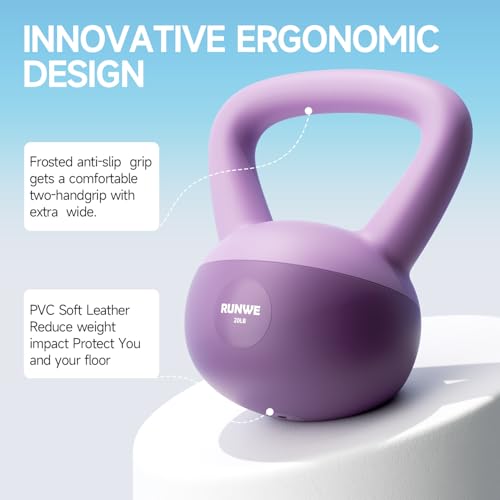 Soft Kettlebell for Women 5lb 10lb 15lb 20lb 25lb, Sand Filled Quiet Floor-Friendly Kettlebell, Anti-Slip Home Gym Fitness Equipment for Apartment Postpartum Recovery - color: 5 LB Purple