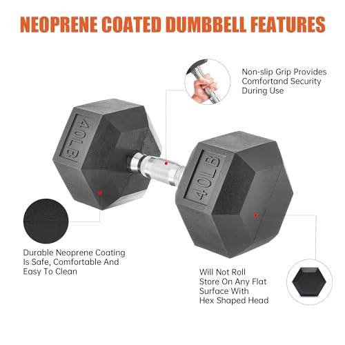 Rubber Hex Dumbbell, Multiple Weight Options 15-550 lbs - color: 60LB