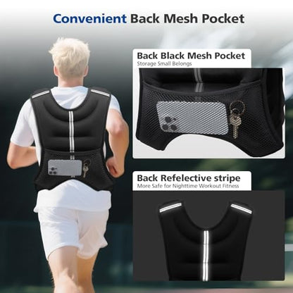 6lb/8lb/12lb/16lb/20Lb Weighted Vest Woman Men with Reflective Stripe, Chest Size Adjustable Strength Training Weight Vest for Walk Running Jogging - color: Dark Grey, size: 8 Lbs