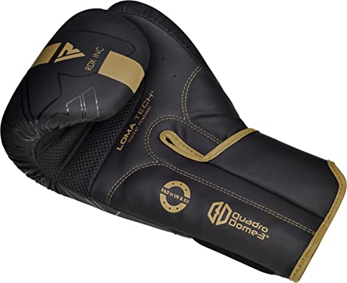 RDX Boxing Gloves, Pro Training Sparring, Maya Hide Leather, Muay Thai MMA Kickboxing, Men Women Adult, Heavy Punching Bag Focus Mitts Pads Workout, Ventilated Palm, Multi Layered, 8 10 12 14 16 18 Oz - color: GOLDEN, size: 10 OZ