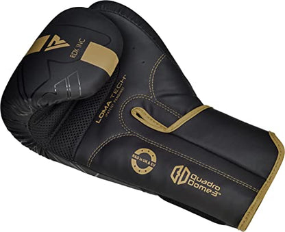 RDX Boxing Gloves, Pro Training Sparring, Maya Hide Leather, Muay Thai MMA Kickboxing, Men Women Adult, Heavy Punching Bag Focus Mitts Pads Workout, Ventilated Palm, Multi Layered, 8 10 12 14 16 18 Oz - color: GOLDEN, size: 16 OZ