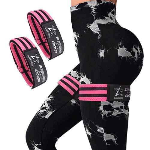 BFR Occlusion Bands for Women Glutes,Blood Flow Restriction Bands for Legs, Butt & Hip Building, Workouts, Best Fabric Resistance Bands for Squat Butt & Thigh - color: Pink&Black