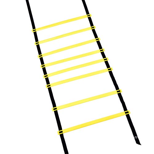 Agility Ladder, 8 Rung Heavy Duty Football Training Ladder with Adjustable Flat Plastic Rungs and Durable Nylon Straps, for Speed Agility Coordination and Balance in Football