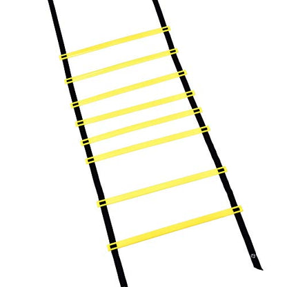 Agility Ladder 4m Football Training Ladder with 8 Adjustable Rungs for Speed Coordination Balance and Fitness Drills Yellow PP Nylon 400x41cm