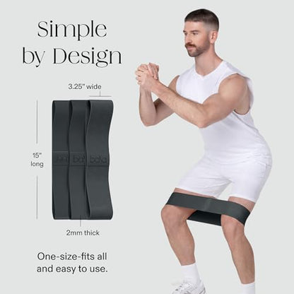 Bala Bands Resistance Bands, Non-Slip Fabric Exercise Bands - color: CHARCOAL, size: Resistance Bands (Set of 3)