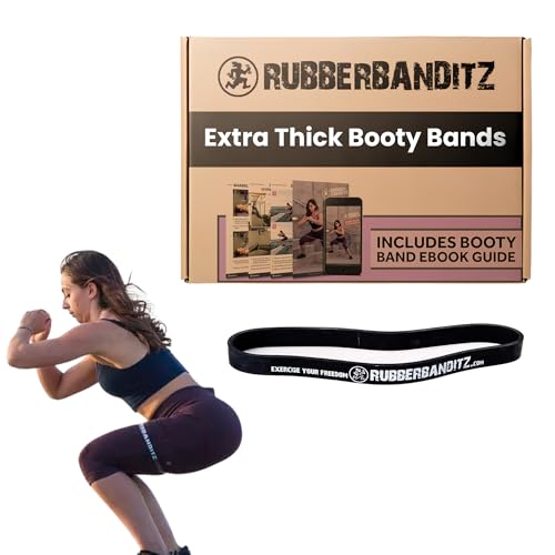 Extra Thick Booty Bands - for Glutes and Legs Workouts - Includes eGuide for Women - Mini Loop Exercise Band Engages Hips, Thighs, Butt, and Abs - 5 Mini Resistance Band Sizes 5-100 lbs - color: 30-50 Lbs (14-23 kg) - Heavy (Black)