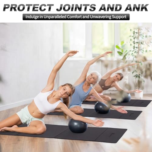 Nuanchu 3 Packs Foldable Yoga Mat Yoga Gift Non-slip Fitness Pilates Mats 6mm Thick with Strap Poe Material 69 x 24 x 0.24" Lightweight Multi-purpose Workout Mats for Exercise Home Travel - color: Black