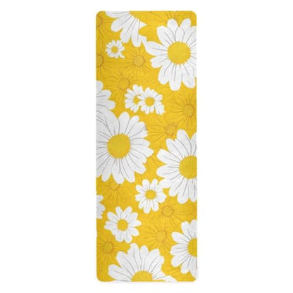 Yellow Daisy Yoga Mat Non-Slip Eco-Friendly Exercise Fitness Mat for Yoga Pilates and Floor Workouts for Women & Men, 71 x 26 in