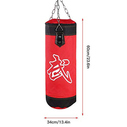 Tbest Heavy Boxing Punching Bag, Empty Sandbag Hanging Punching Bag Training MMA Kickboxing Muay Thai Boxing Sandbag Hook Kick Sandbag for Kid Adult - color: Red, size: 60CM
