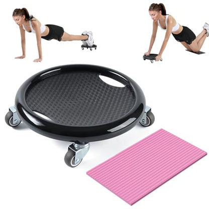Ab Roller Wheel, Women's Multifunctional Abdominal Wheel Board with Mat, 360° Rotating, for Full Body Fat Burning Tummy Weight Control Gym or at home workout equipment - color: Black