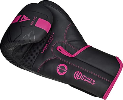 RDX Boxing Gloves, Pro Training Sparring, Maya Hide Leather, Muay Thai MMA Kickboxing, Men Women Adult, Heavy Punching Bag Focus Mitts Pads Workout, Ventilated Palm, Multi Layered, 8 10 12 14 16 18 Oz - color: PINK, size: 12 OZ