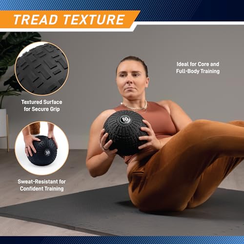Marcy Slam Ball, 10–50 lbs Dead Weight, Non-Bounce, Sand-Filled Medicine Ball with Durable PVC Shell & Textured Grip for Slams, Tosses, Core & Full Body Training - size: 15 lb
