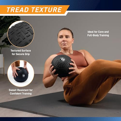 Marcy Slam Ball, 10–50 lbs Dead Weight, Non-Bounce, Sand-Filled Medicine Ball with Durable PVC Shell & Textured Grip for Slams, Tosses, Core & Full Body Training - size: 35 LB