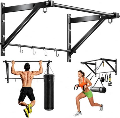 Adjustable Depth Wall Mounted Pull Up Bar 51'' 500LB Heavy Duty Chin Up Bar - size: 51"