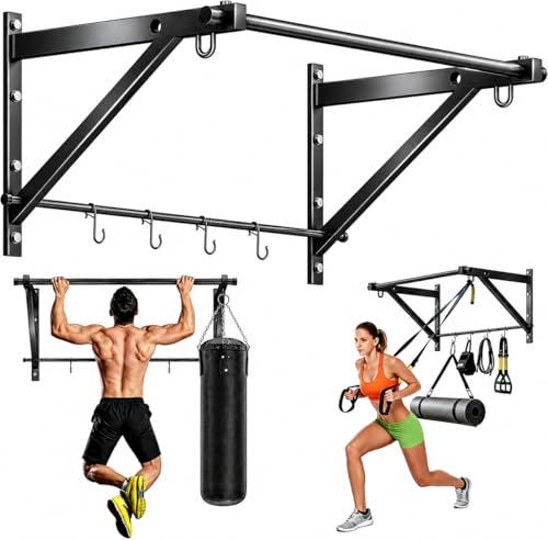 Adjustable Depth Wall Mounted Pull Up Bar 51'' 500LB Heavy Duty Chin Up Bar - size: 51"
