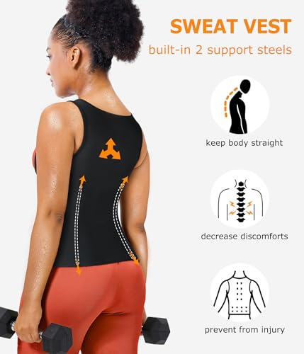 Sauna Sweat Suit for Women Waist Trainer Workout Faja Weight Vest Body Shaper Shirt Band