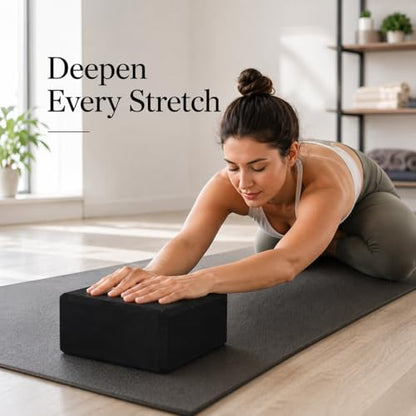 High Density EVA Foam Yoga Block Support and Stability for Stretching, Workout, Pilates at Home and Gym - color: Black