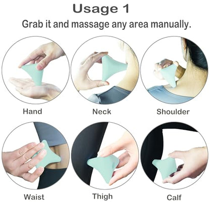 Trigger Point Massage Ball, Manual Massager Tool for Muscle Knot Deep Tissue Relief Myofascial Release Physical Therapy Hip Flexor Iliacus Psoas Hand Foot Back. 2.8×2.9” (Green) - color: Green