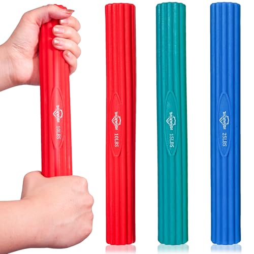 Flex Therapy Bar and Grip Strength Trainers set, Physical Therapy & Resistance Bar for Golfers Elbow, Tendinitis, Wrist,Forearms Pain, Improve Grip Strength and Relieve Pain - color: Red/Green/Blue