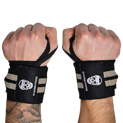 Gymreapers Weightlifting Wrist Wraps (IPF Approved) Professional Quality Wrist Support with Heavy Duty Thumb Loop - Best Wrap for Powerlifting Competition, Strength Training, Bodybuilding - color: Desert Sand