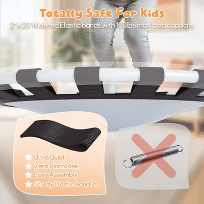 36-Inch Toddler Trampoline with Foam Handle, Foldable Indoor Outdoor Mini Rebounder for Kids Ages 3-6, Safe Elastic Band Design, Non-Slip Oxford Mat, Easy Assembly & Max Load 100 lbs