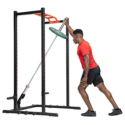 Sunny Health & Fitness Power Cage Squat Rack Upgrade Attachments, Dip Bar, Plate Bar Holder, Belt Squat, J Hook, Lat, Adapter, U Ring, Pull Up Bar, Landmine, Captain's Chair, Tricep Rope For Home Gym - style: Landmine