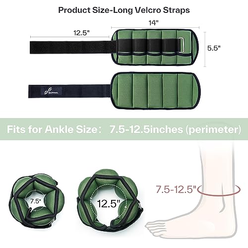Sportneer Adjustable Ankle Weights Set - 1 Pair (2-10 lbs) Removable Sandbags for Women & Men, Comfortable Neoprene Leg Weights for Walking, Running, Pilates, Yoga, Home Workout & Physical Therapy