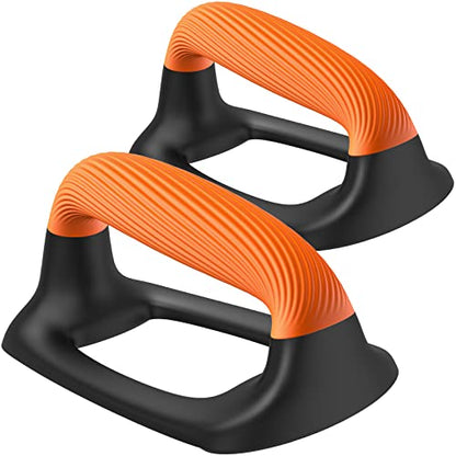 Kipika Push Up Bars Bundle - Anti-Slip Soft Plastic Handles, Stable Non-Slip Base, Perfect for Floor Strength Training - Black & Orange
