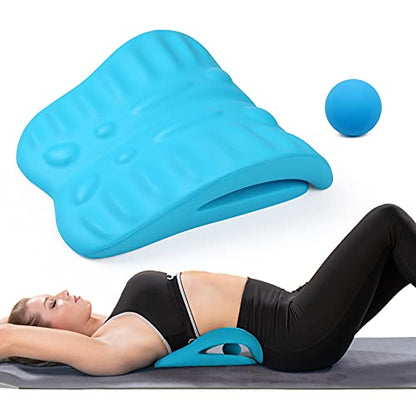 RESTCLOUD Back Stretcher for Back Pain Relief, Back Stretching Cushion, Chronic Lumbar Support Pillow Helps with Spinal Stenosis, Herniated Disc and Sciatica Nerve Pain Relief Lumbar Stretcher - color: Blue