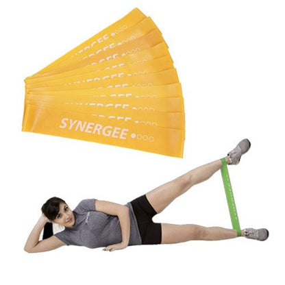 Synergee Mini Loop Bands – Resistance Bands for Home or Gym - color: b) Yellow 10 Pack
