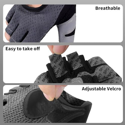 Bike Gloves for Men Women, Half-Finger Cycling Gloves with Shock Absorption, Anti-Slip, Breathable - Ideal for Road, Mountain, Dirtbike Biking
